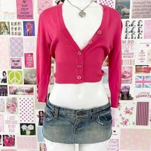 hot pink cropped cardigan size medium